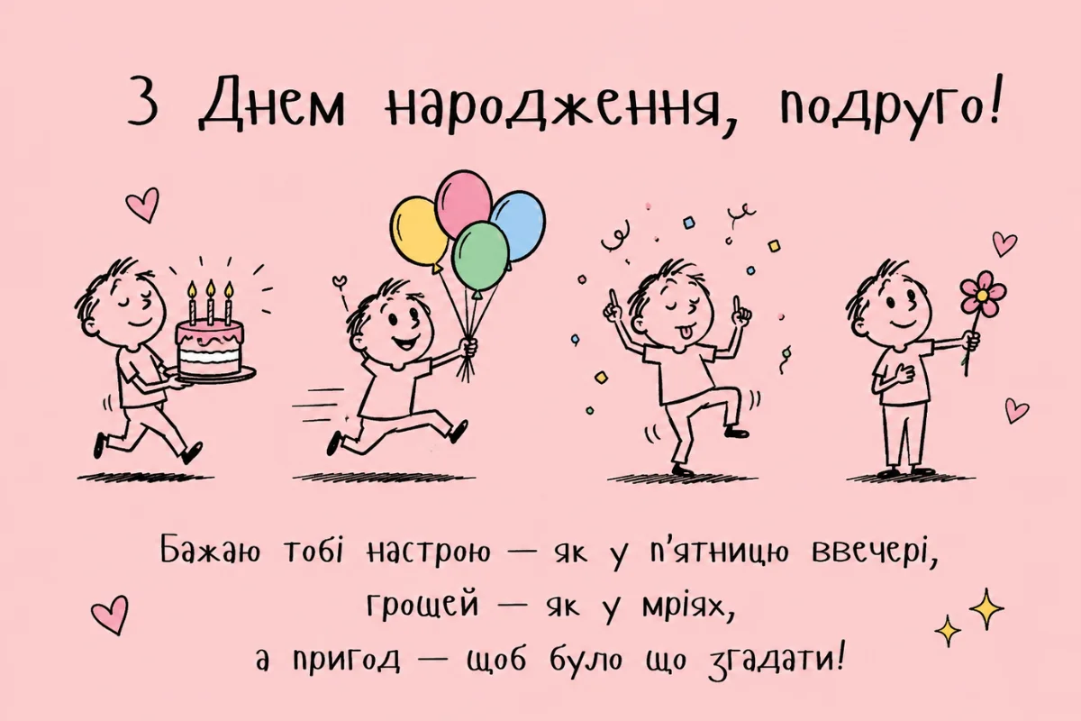 Чоловік святкує день народження з тортів та кульок.