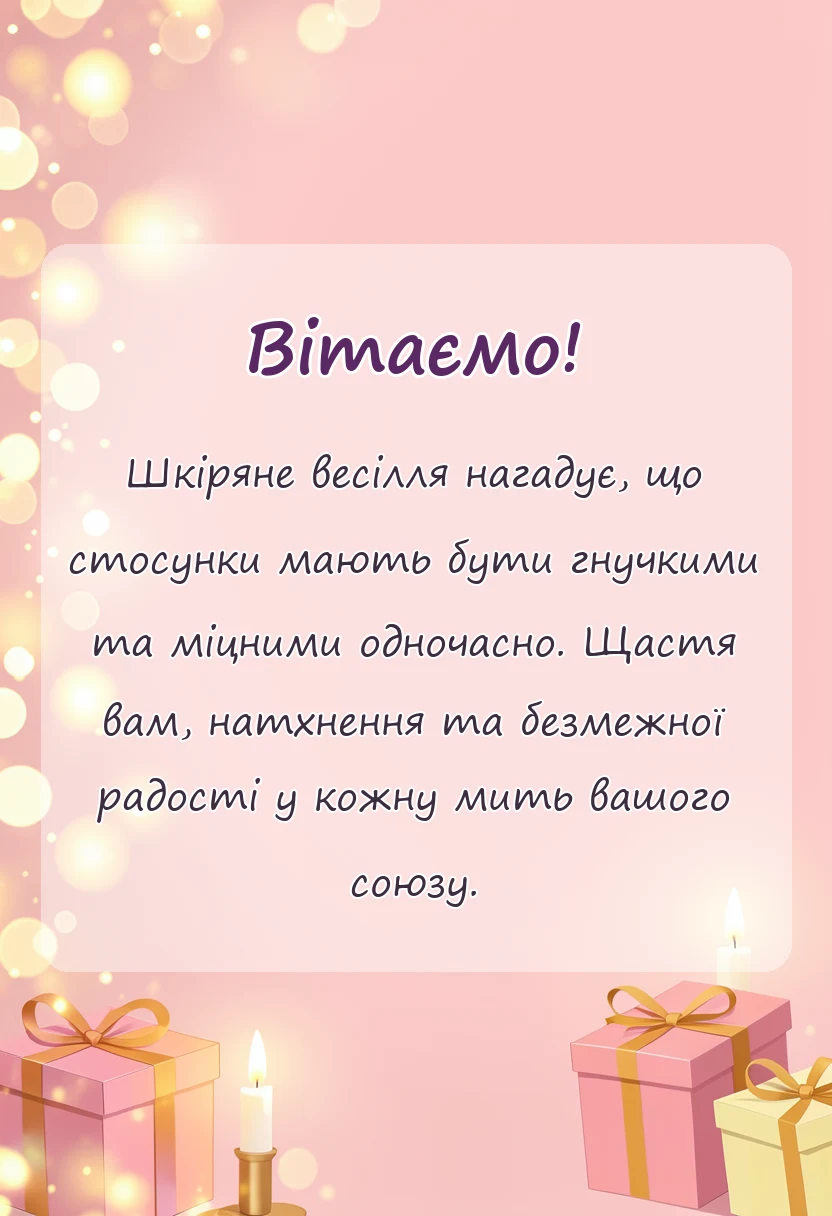 листівка з побажанням - картинки традиції шкіряне весілля 3 роки