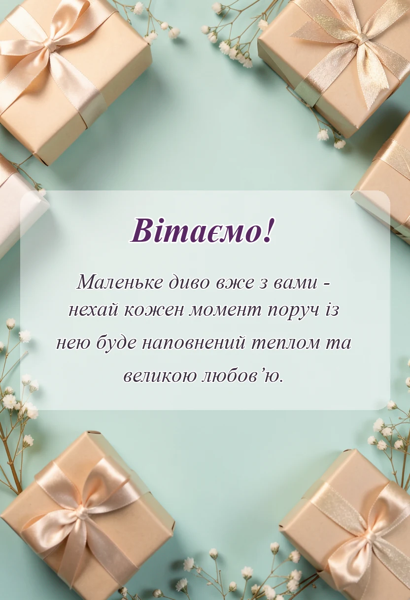 листівка з побажанням - вітання з народженням онучки
