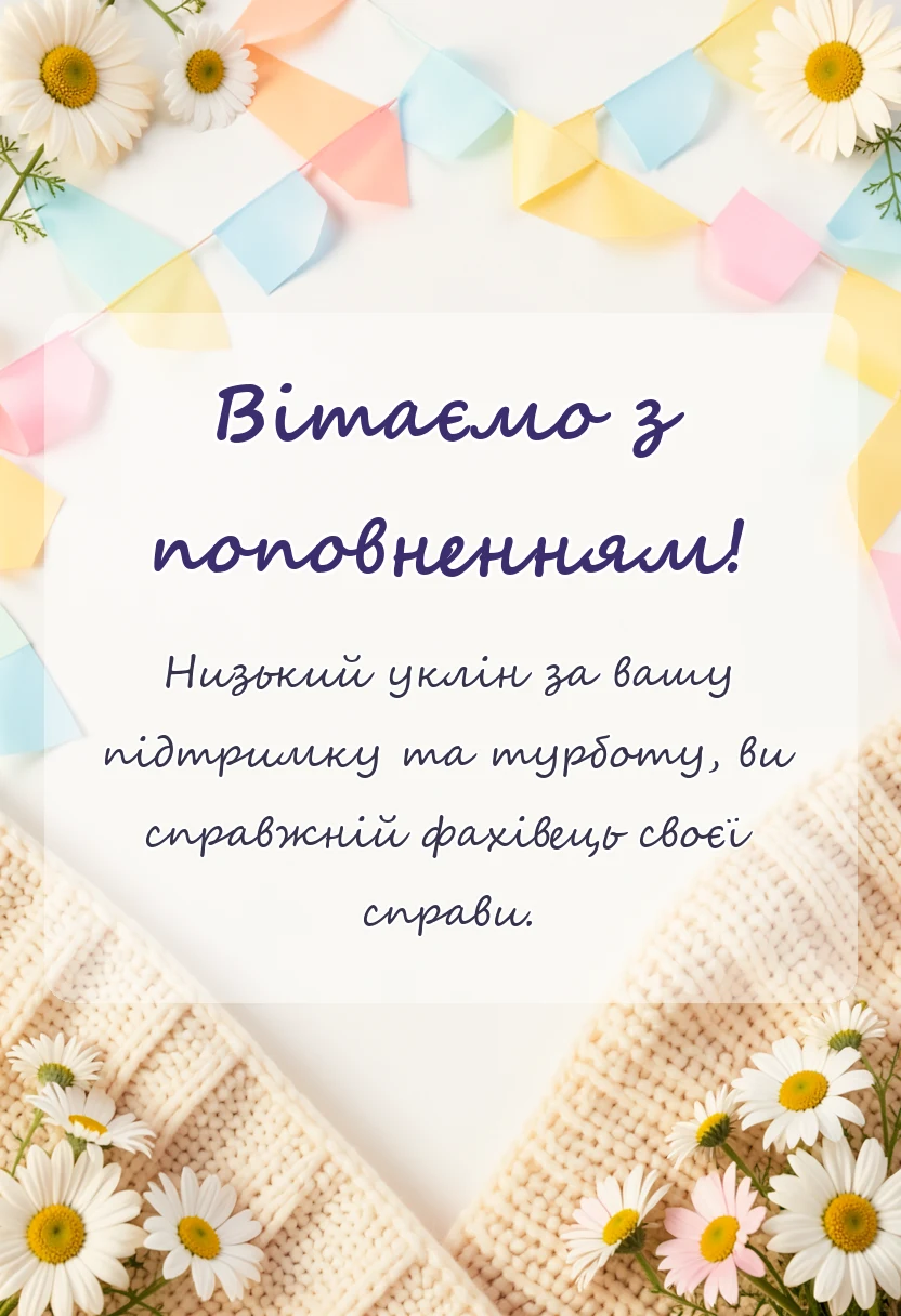красива листівка: подяка лікарю за народження дитини