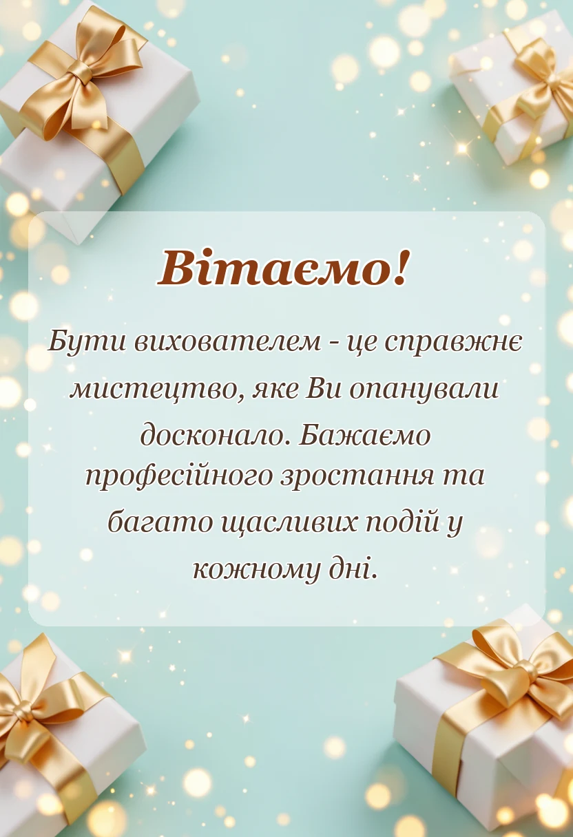 красива листівка: привітання вихователю з днем вихователя