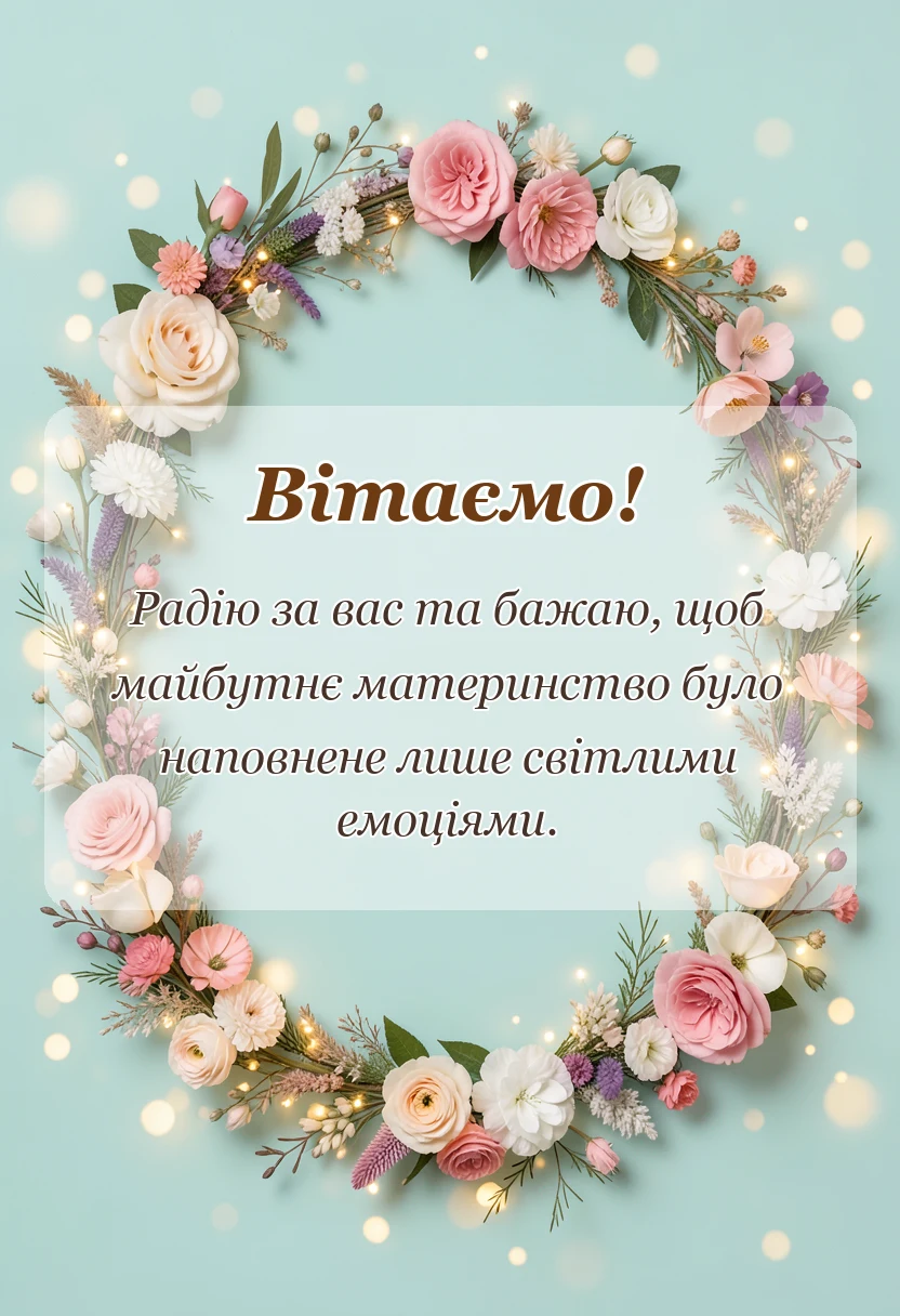 святкова картинка: привітання з вагітністю своїми словами