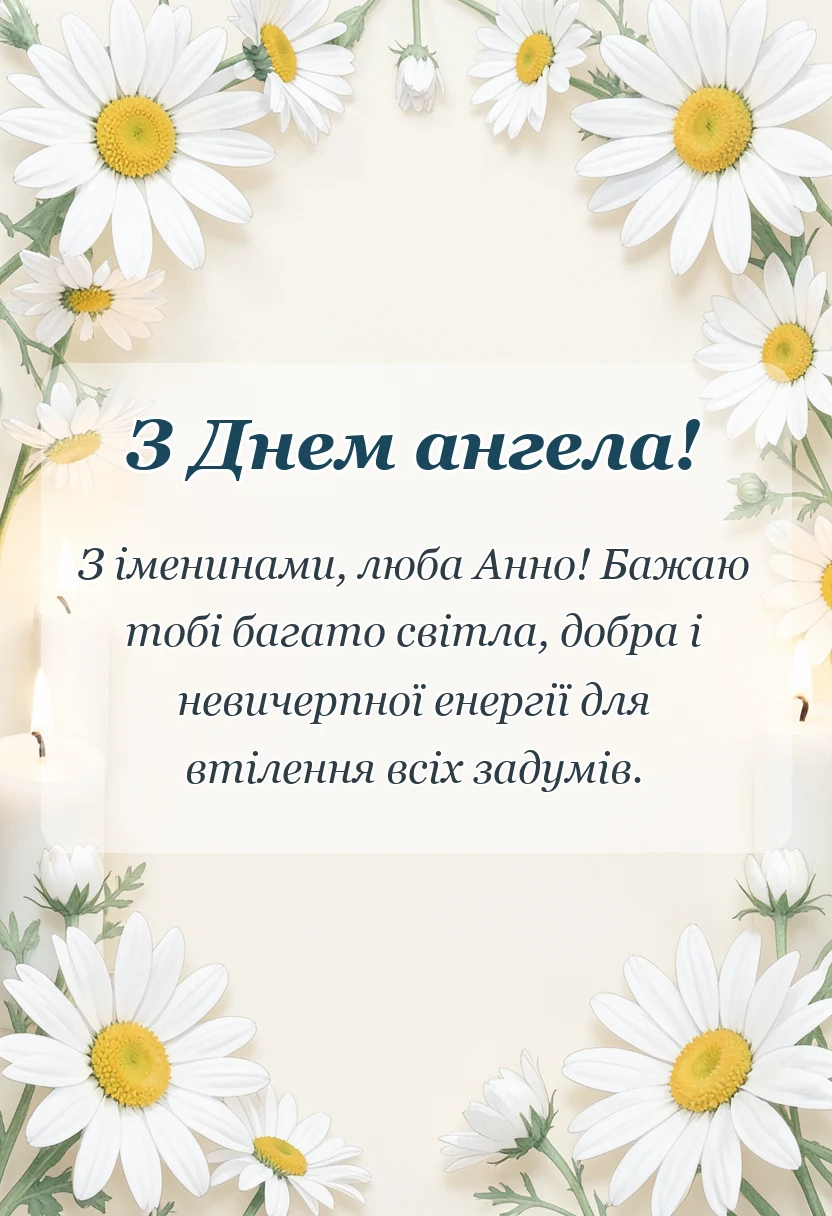 святкова картинка: привітання з днем ангела анні