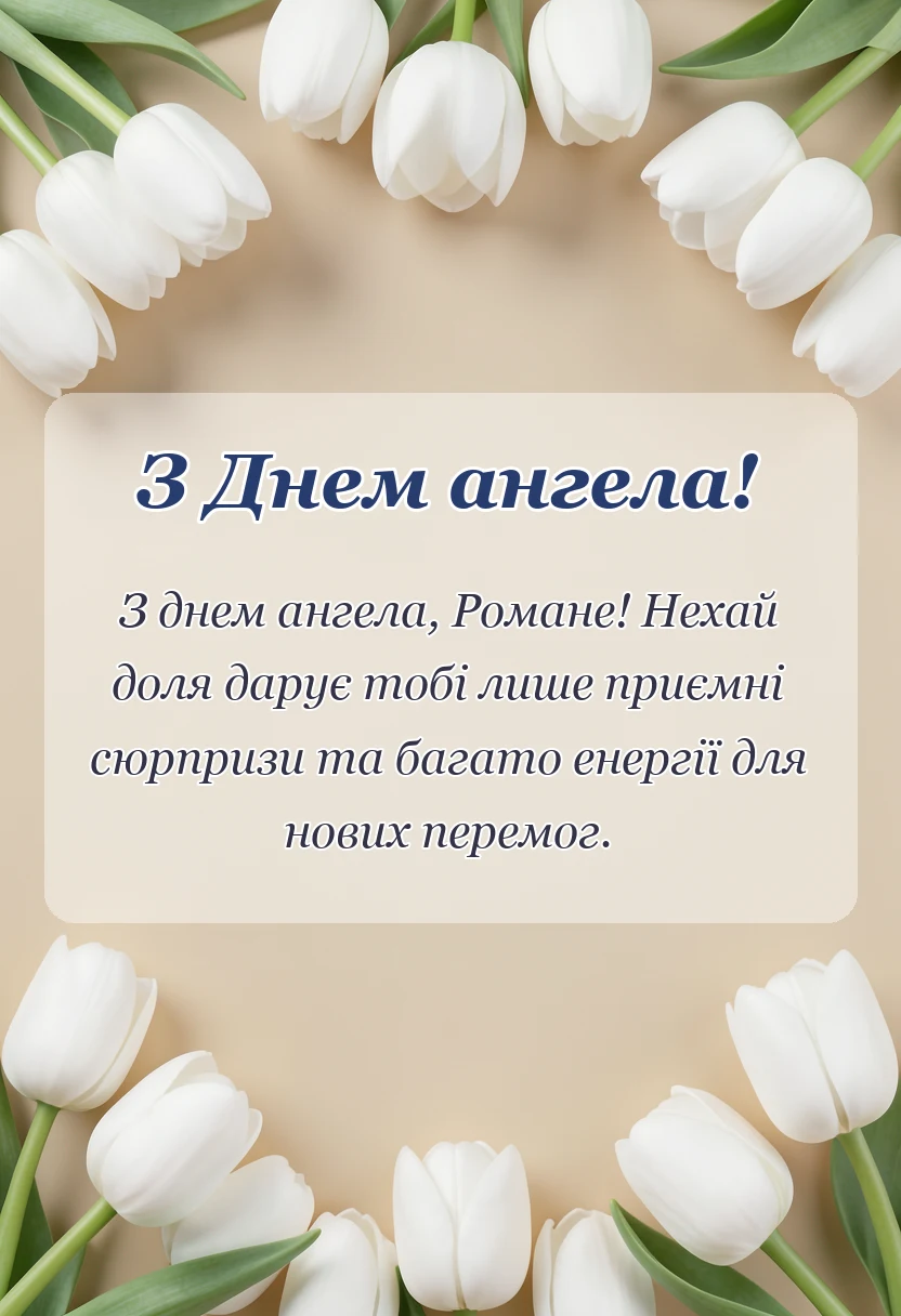 святкова картинка: привітання з днем ангела романа українською