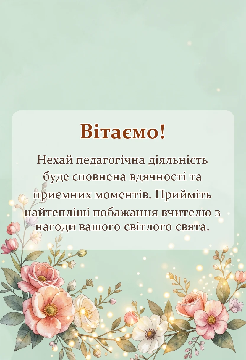 листівка з побажанням - привітання з днем вчителя