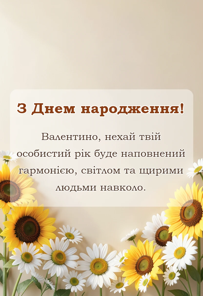 святкова картинка: привітання з днем народження валентині
