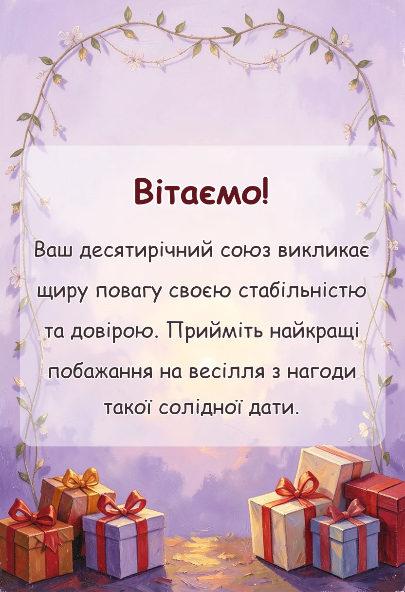 листівка з побажанням - картинки з 10 років весілля