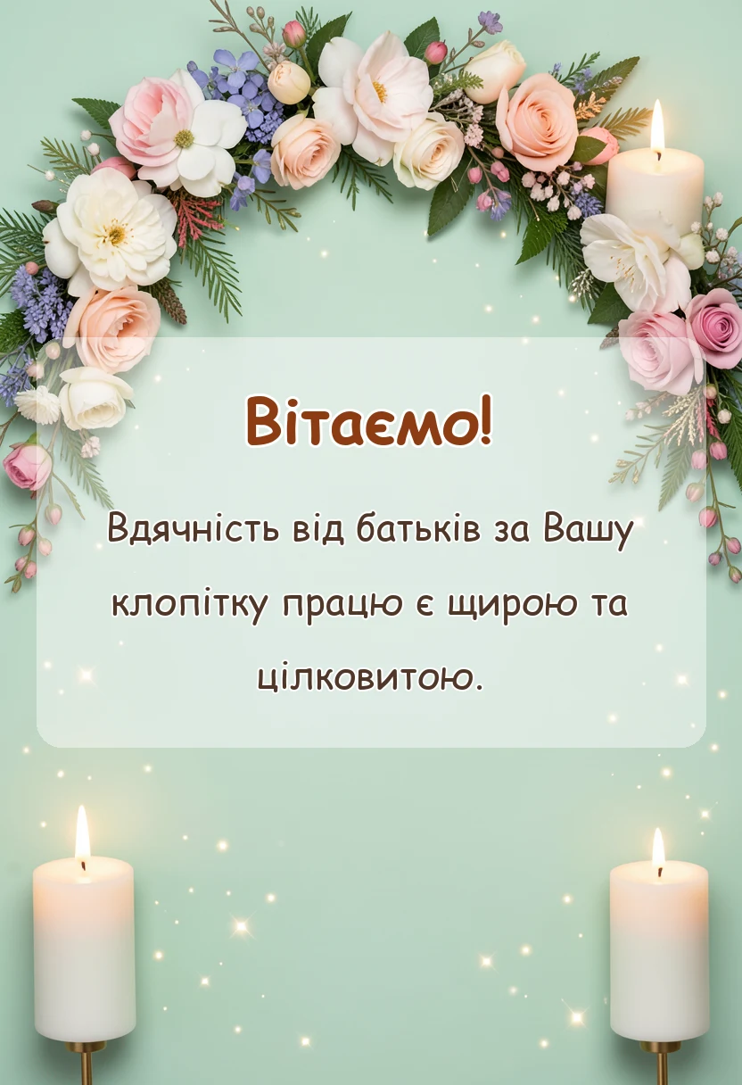 листівка з побажанням - подяка вихователям садочка