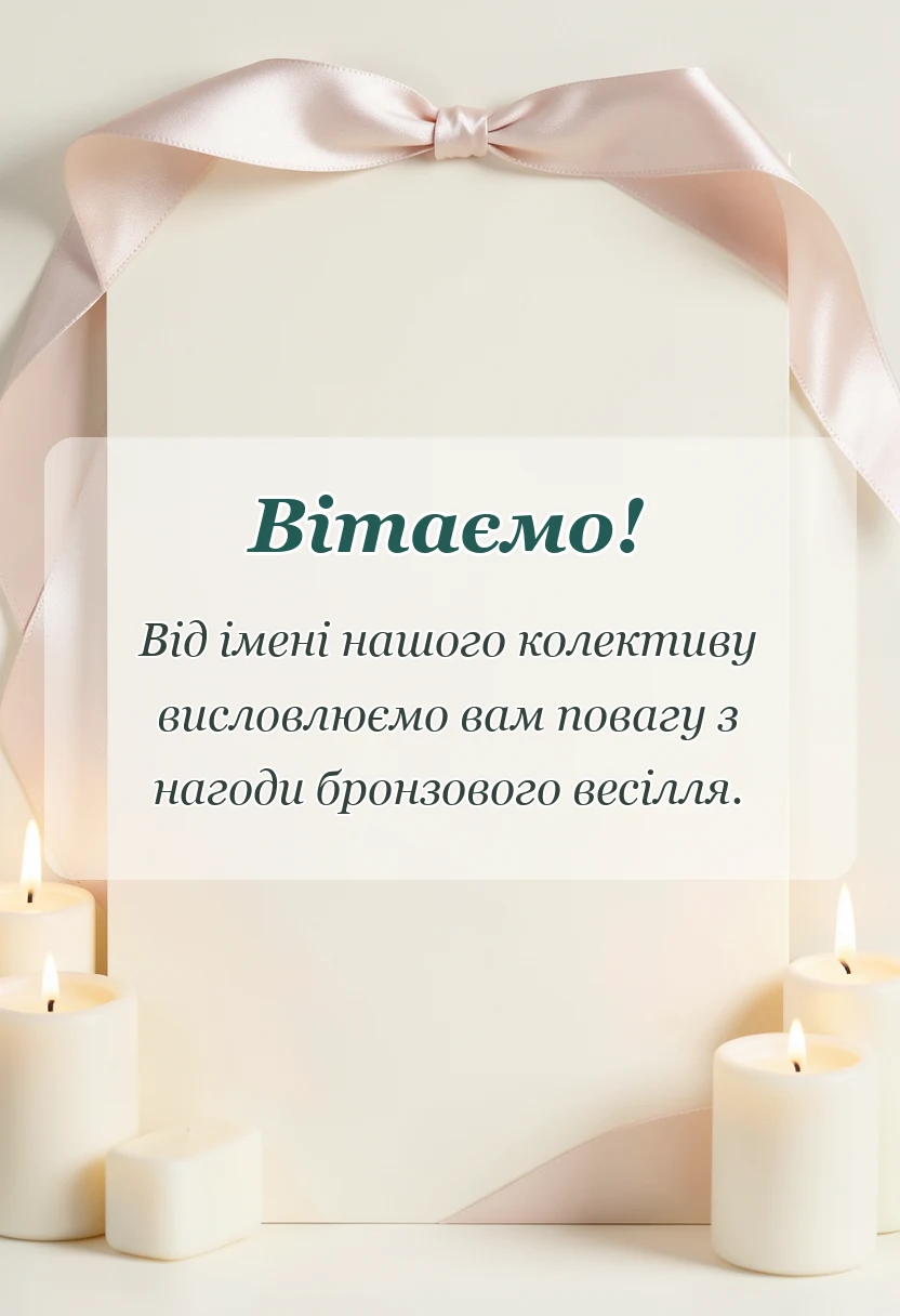 унікальна листівка - привітання з бронзовим весіллям