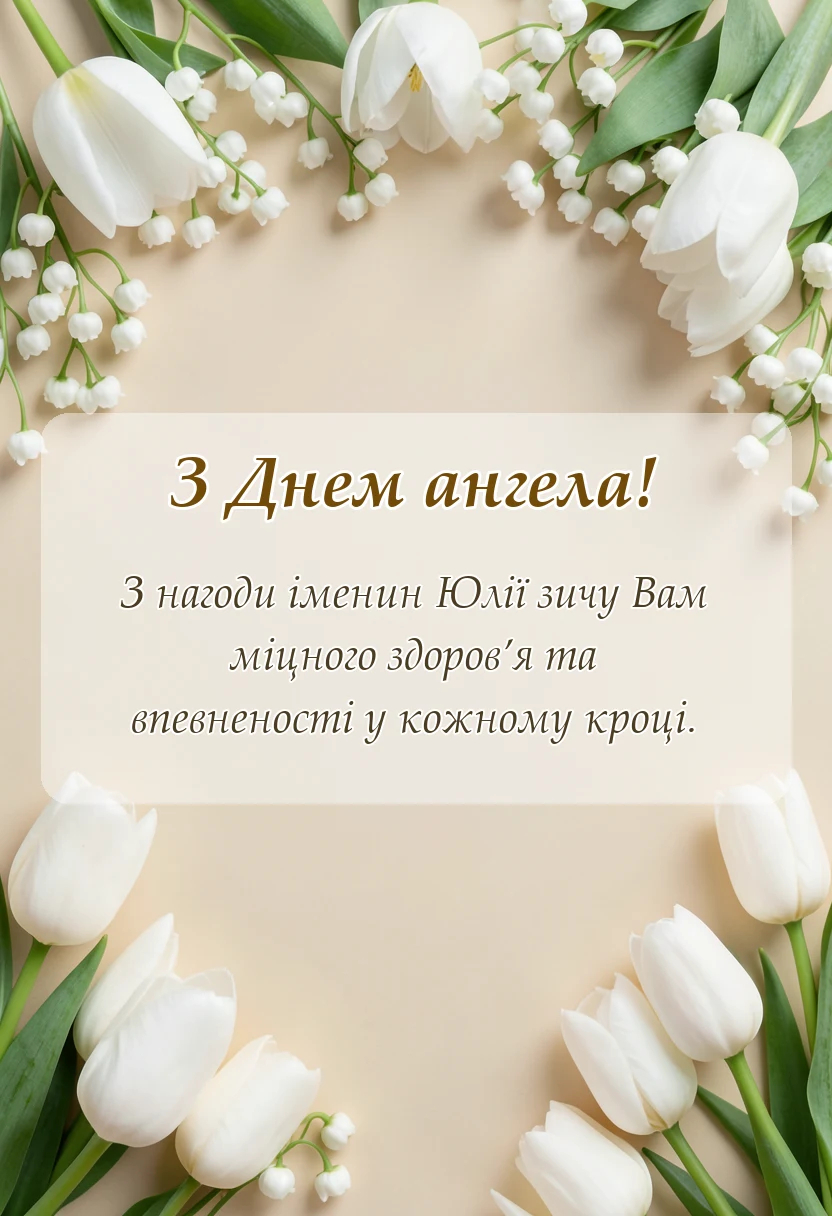 красива листівка: привітання з днем ангела юлія українською