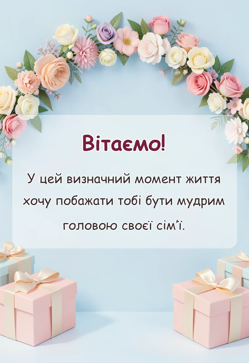 красива листівка: привітання з днем весілля від мами сину