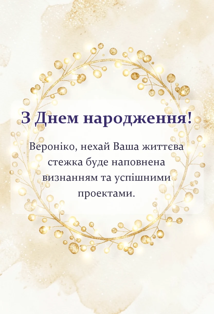 унікальна листівка - привітання з днем народження вероніці
