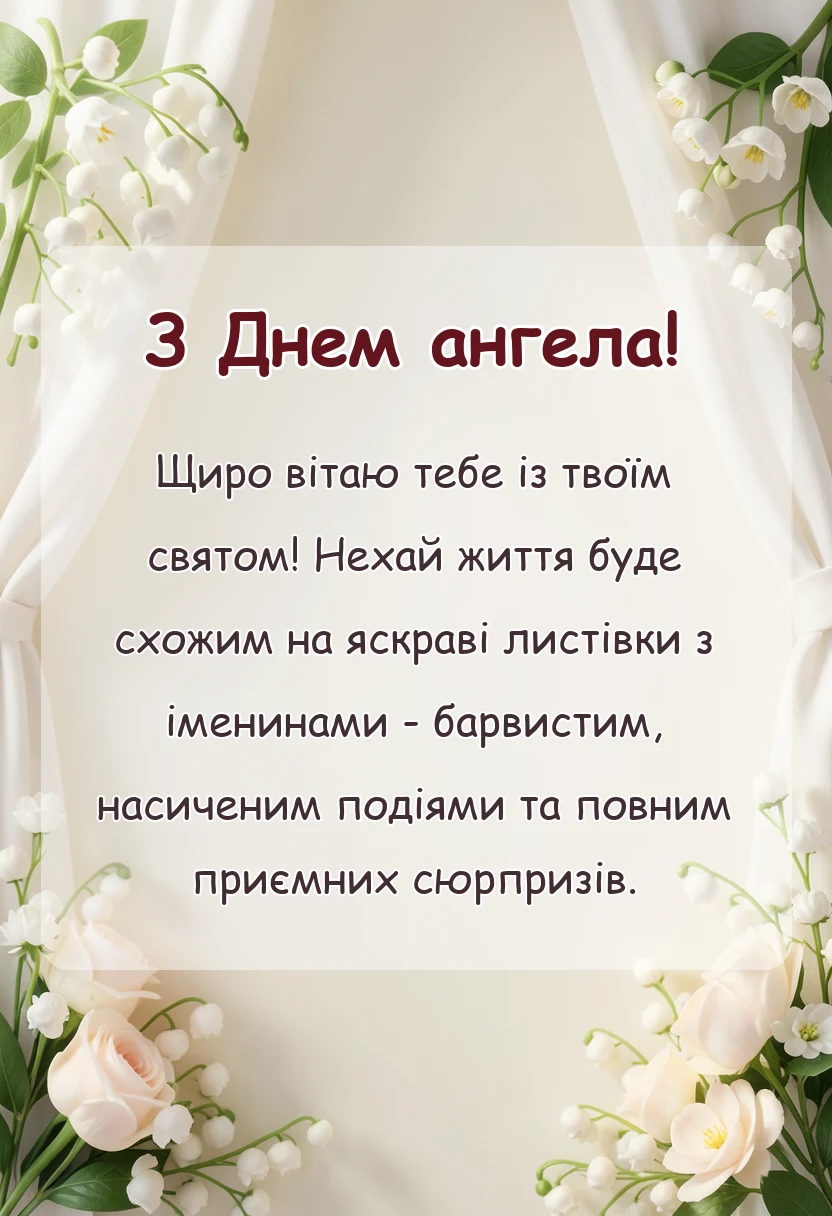 вітальна листівка - картинки з днем ангела по іменах українською