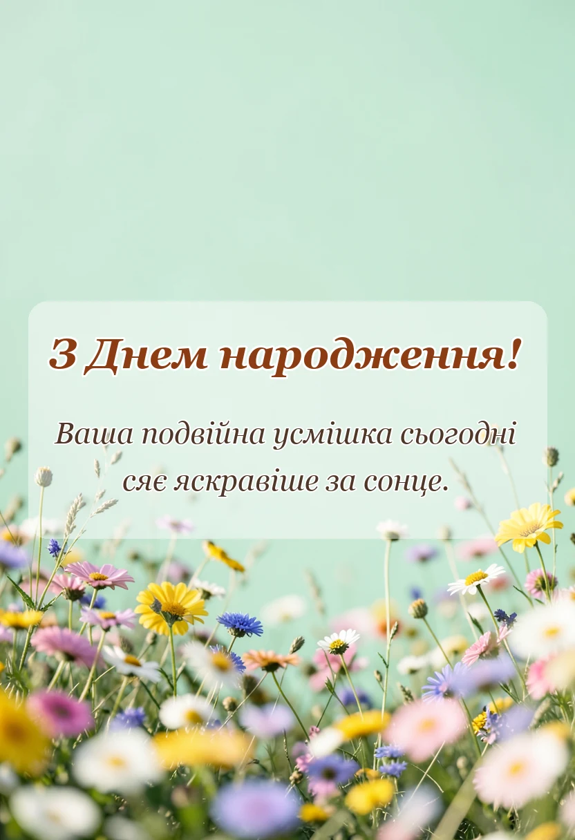 листівка з побажанням - вітання з днем народження двійнят хлопчика і дівчинки