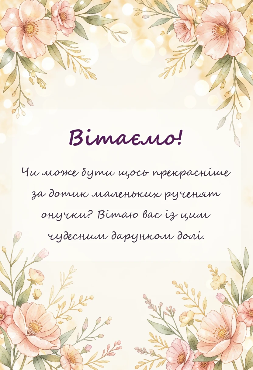 листівка з побажанням - вітання з народженням онучки
