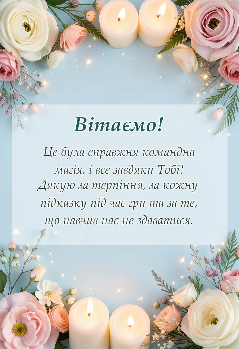 красива листівка: подяка тренеру за перемогу
