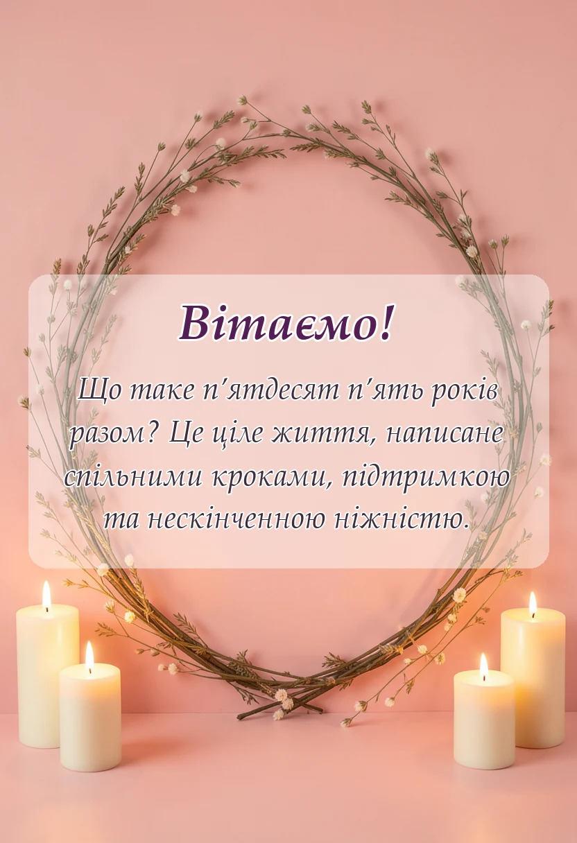 святкова картинка: привітання з весілля 55 років