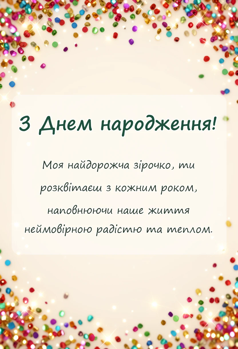 святкова картинка: ніжні слова для внучки
