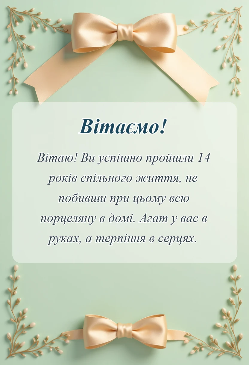 вітальна листівка - привітання з агатовим весіллям