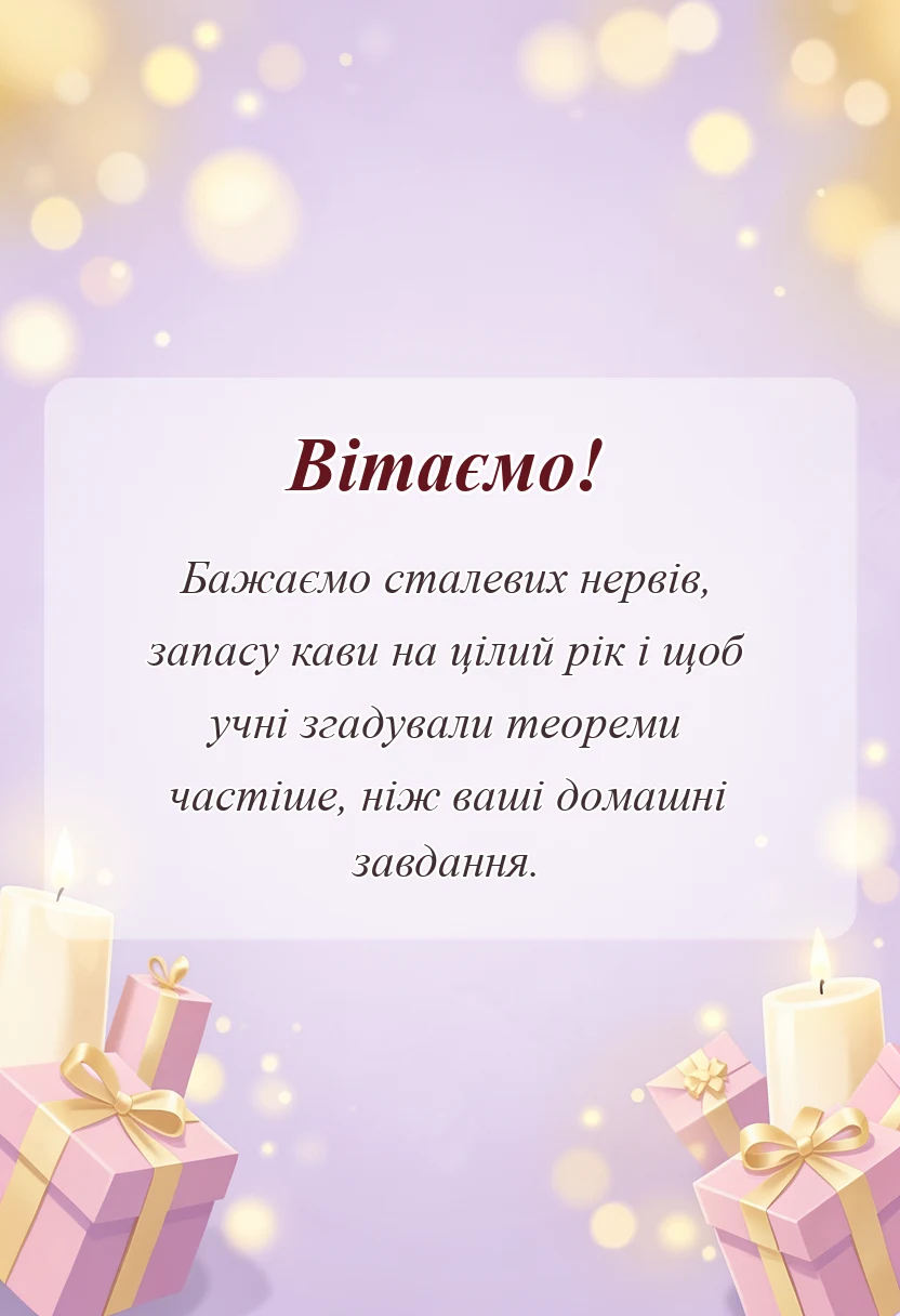 вітальна листівка - привітання з днем вчителя