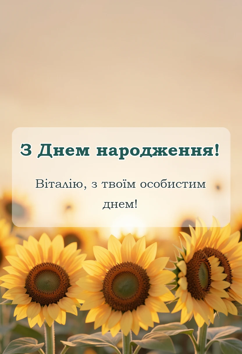 красива листівка: привітання з днем народження віталію