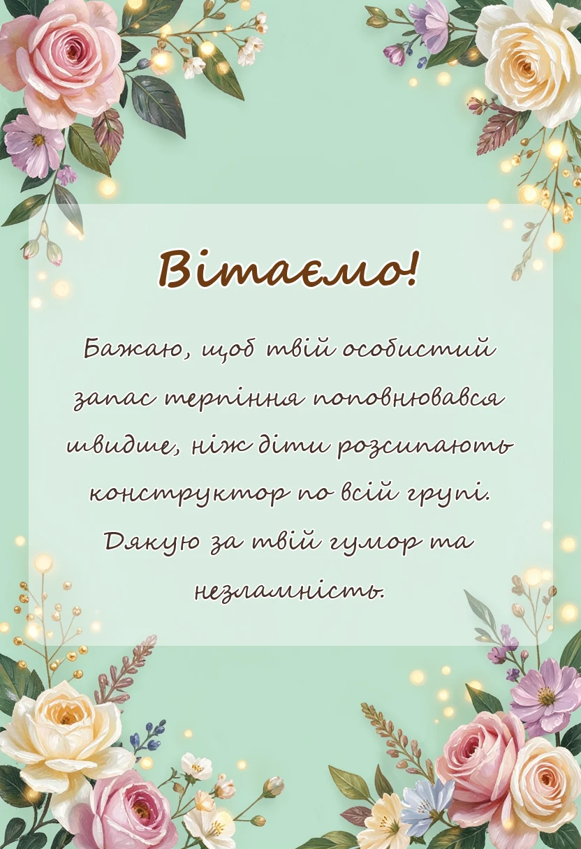 святкова картинка: привітання вихователю з днем вихователя