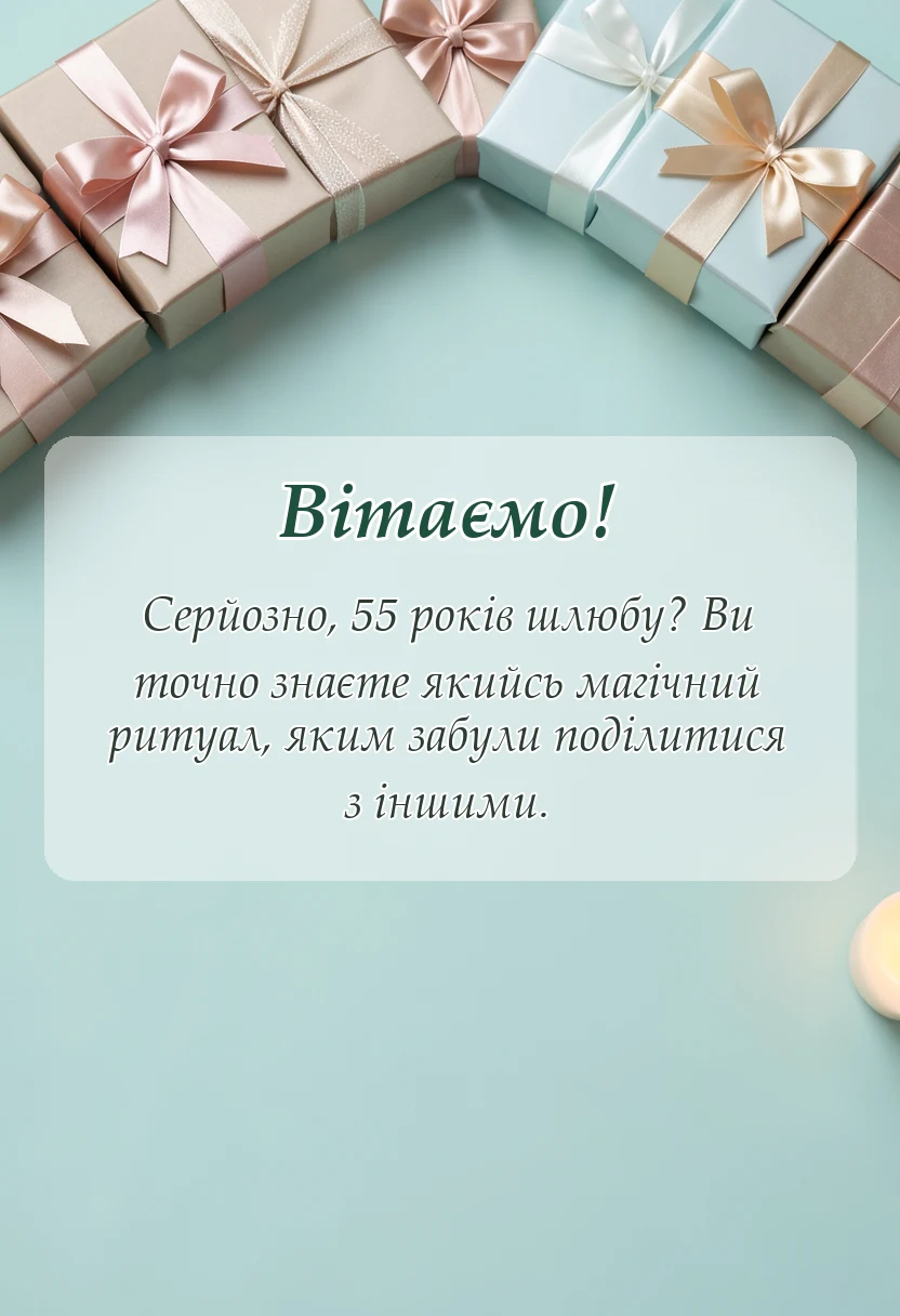 вітальна листівка - привітання з весілля 55 років