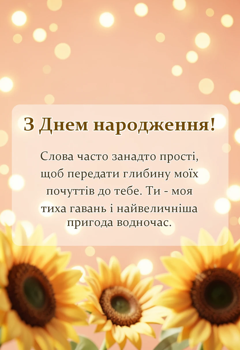 святкова картинка: зворушливі привітання з днем народження коханому своїми словами