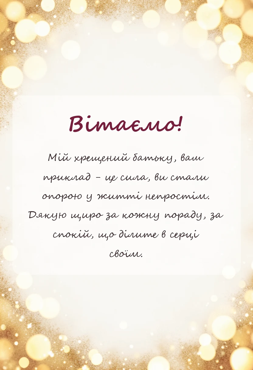 унікальна листівка - подяка хрещеним батькам