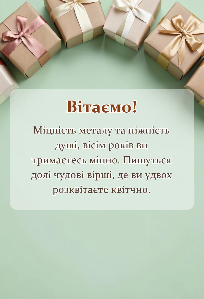 листівка з побажанням - привітання з бронзовим весіллям