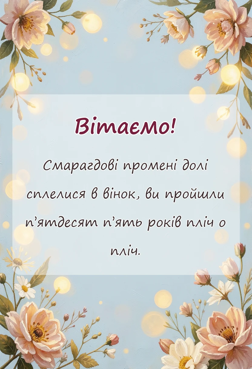 святкова картинка: привітання з весілля 55 років