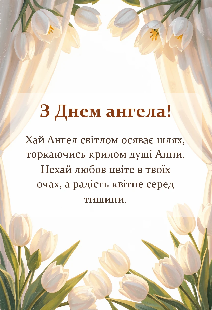листівка з побажанням - привітання з днем ангела анні
