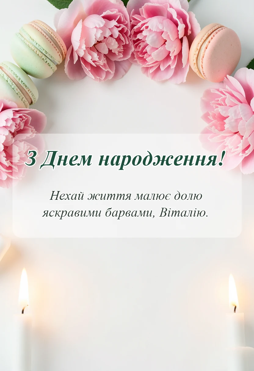 листівка з побажанням - привітання з днем народження віталію