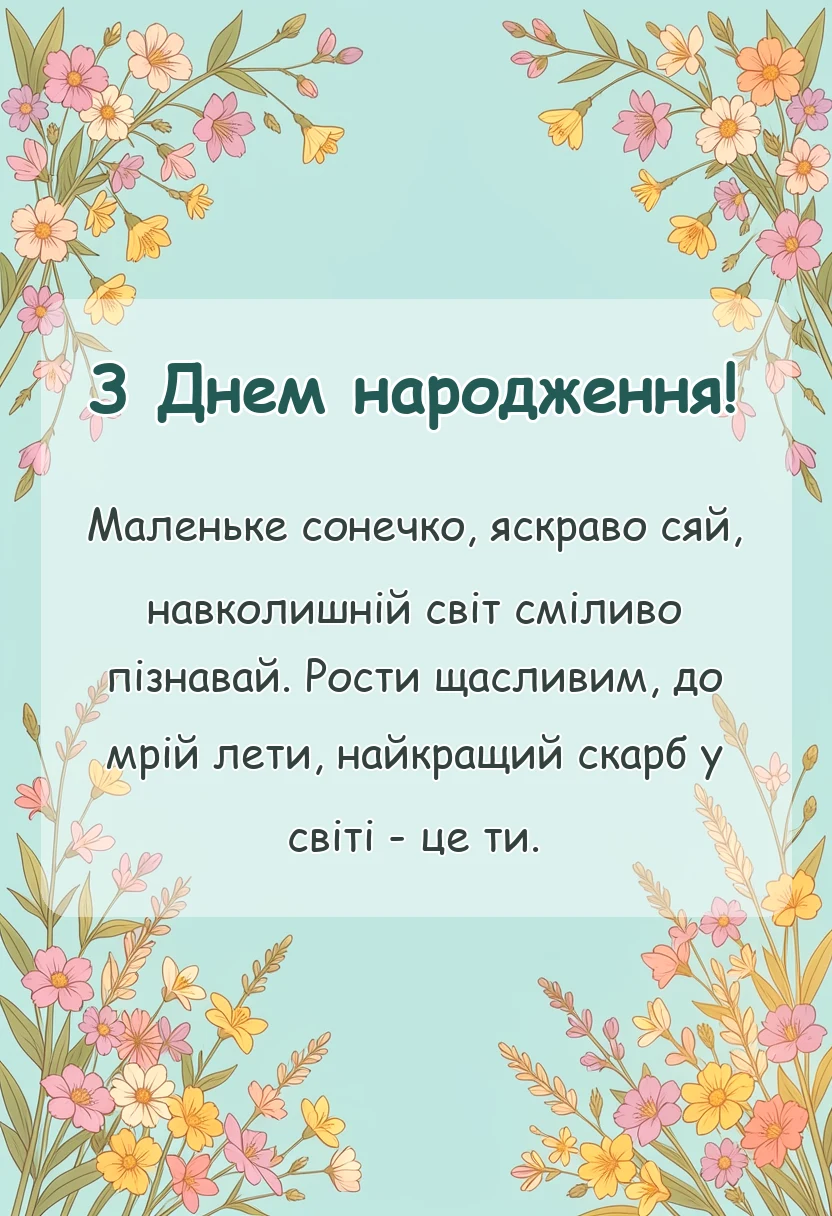унікальна листівка - привітання з днем народження дитині