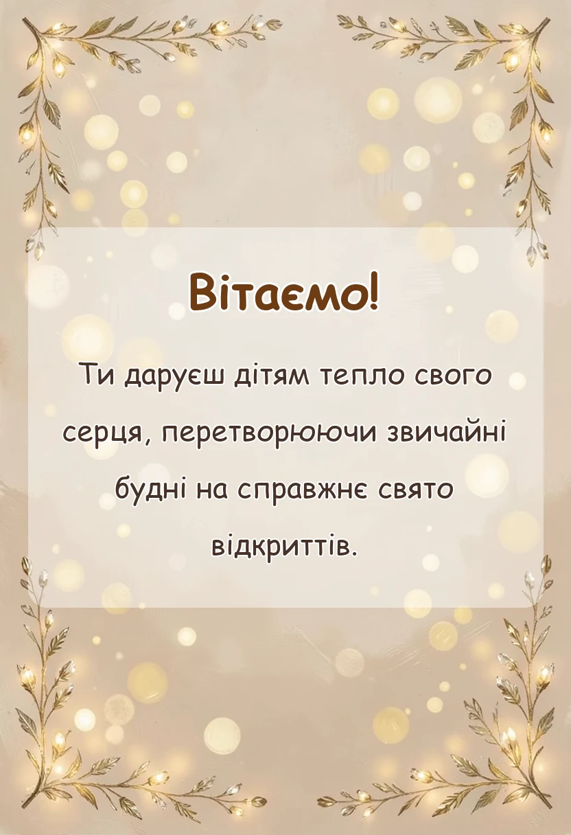 вітальна листівка - привітання вихователю з днем вихователя