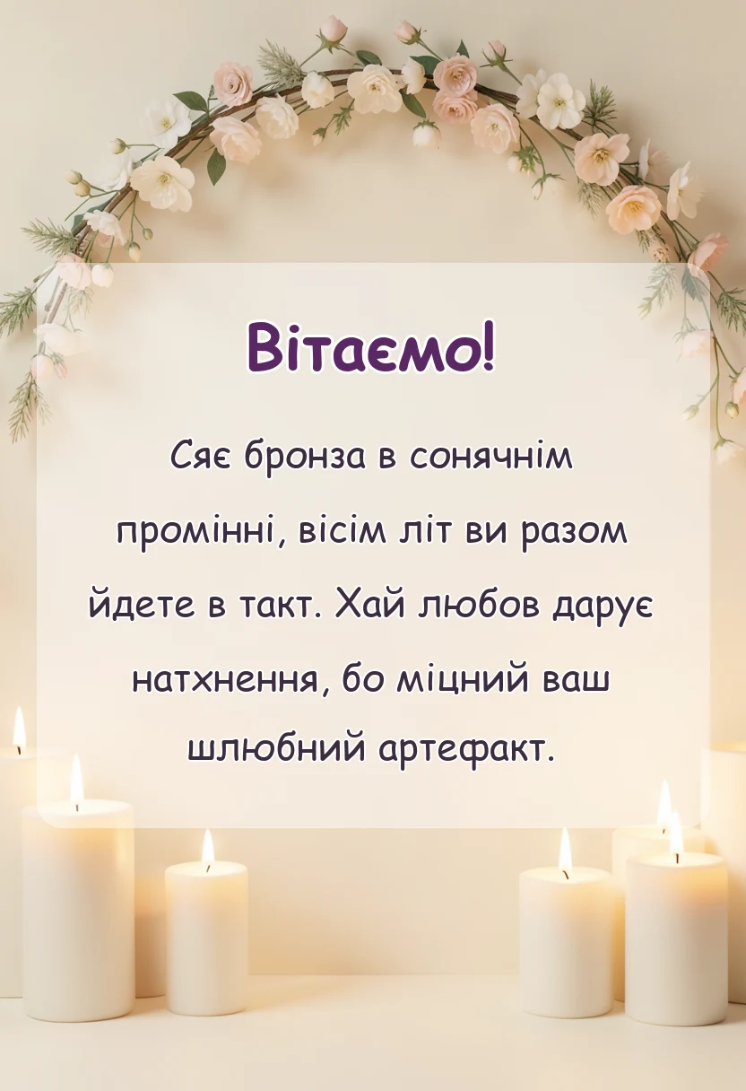 вітальна листівка - привітання з бронзовим весіллям