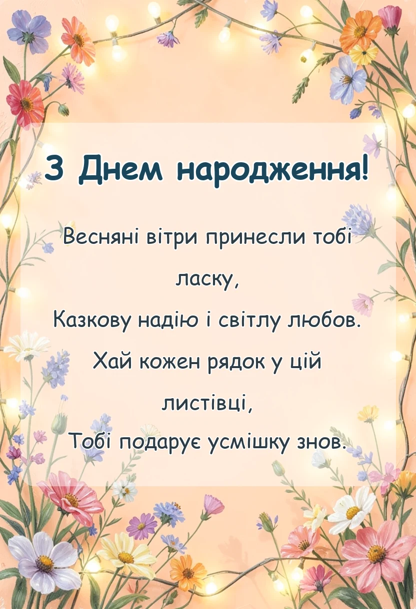 красива листівка: вітання з днем народження з картинками