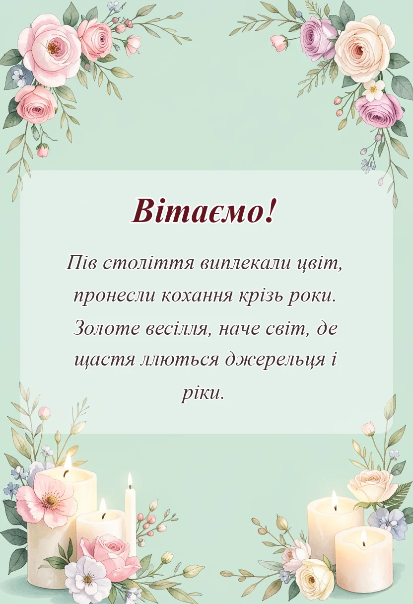 красива листівка: картинки з 50 роками весілля