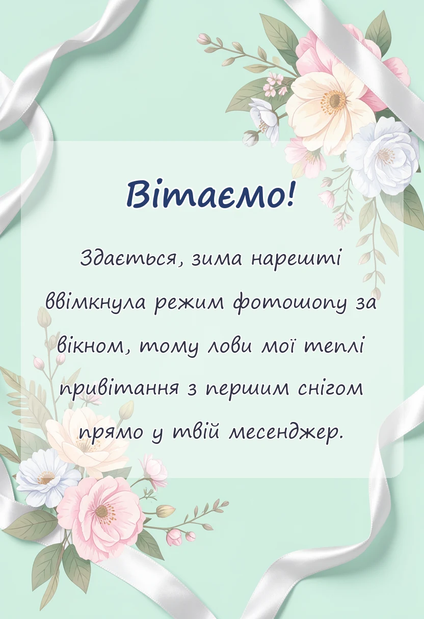 листівка з побажанням - з першим снігом картинки