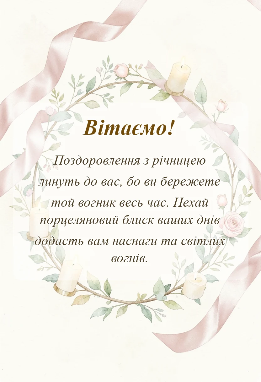 листівка з побажанням - картинки з фаянсовим весіллям