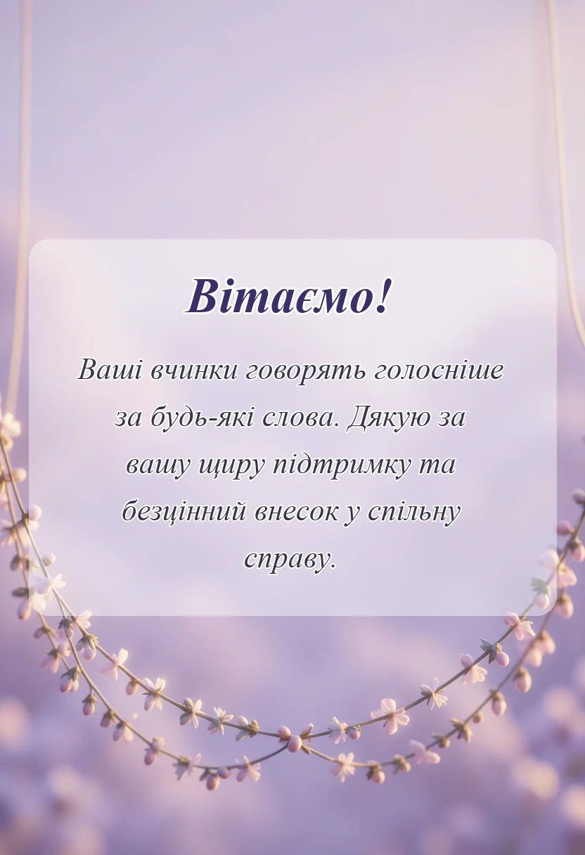 святкова картинка: подяка волонтерам за допомогу своїми словами