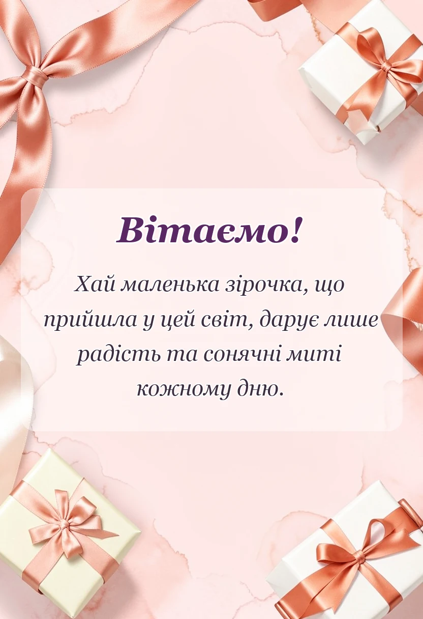 листівка з побажанням - вітання з народженням онучки