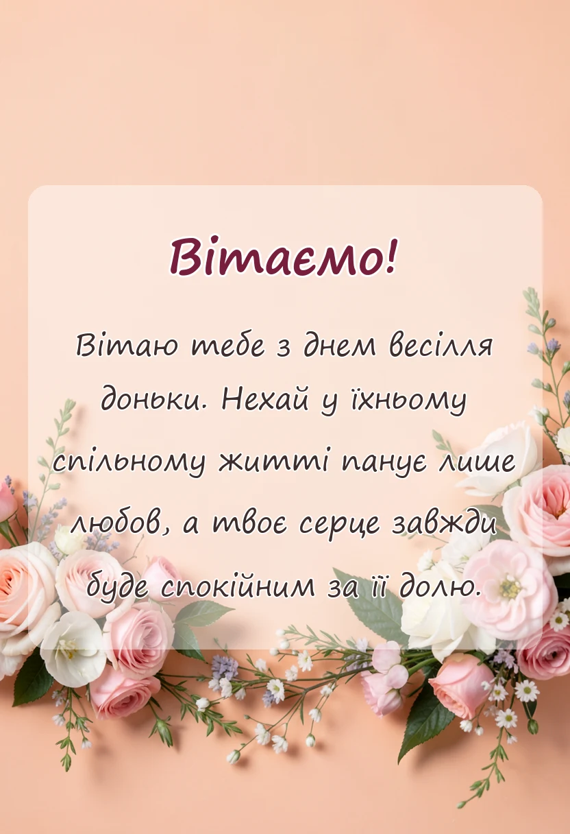 унікальна листівка - привітання батька з одруженням дочки