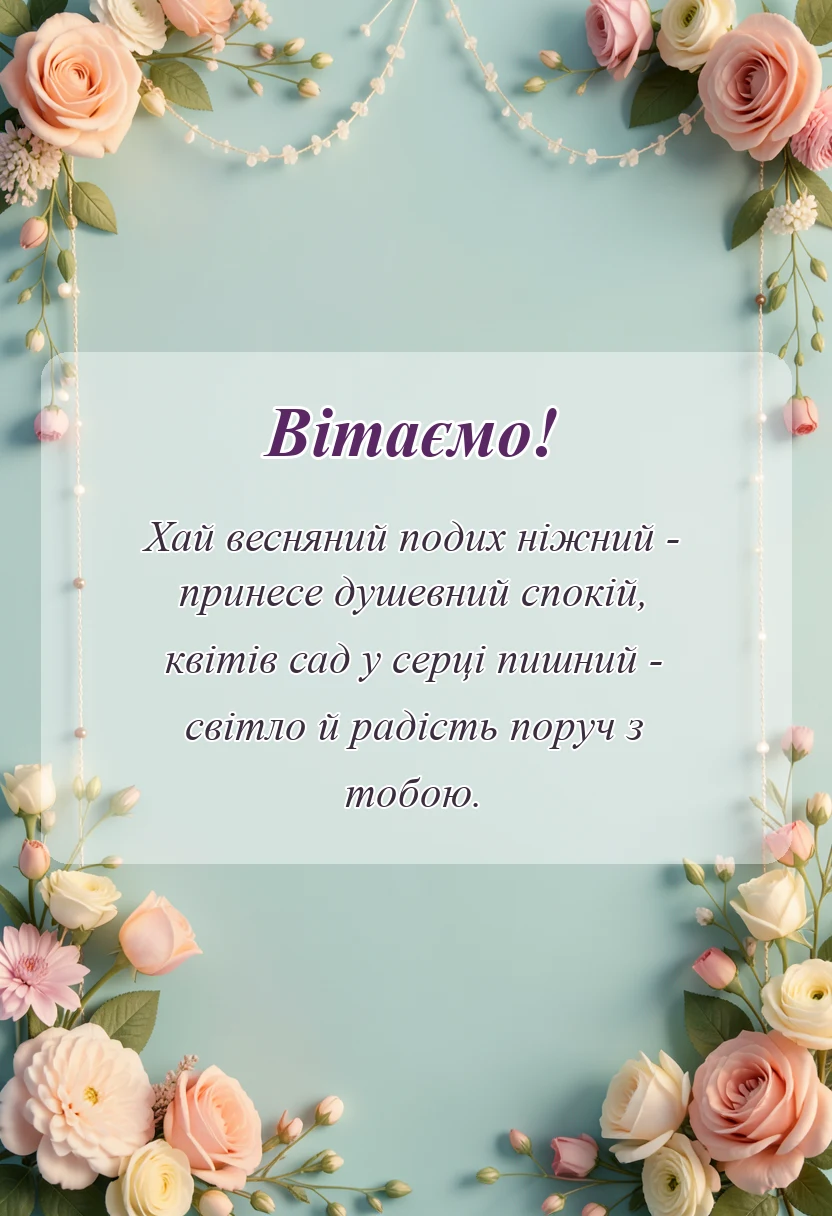 унікальна листівка - привітання з 8 березня картинки