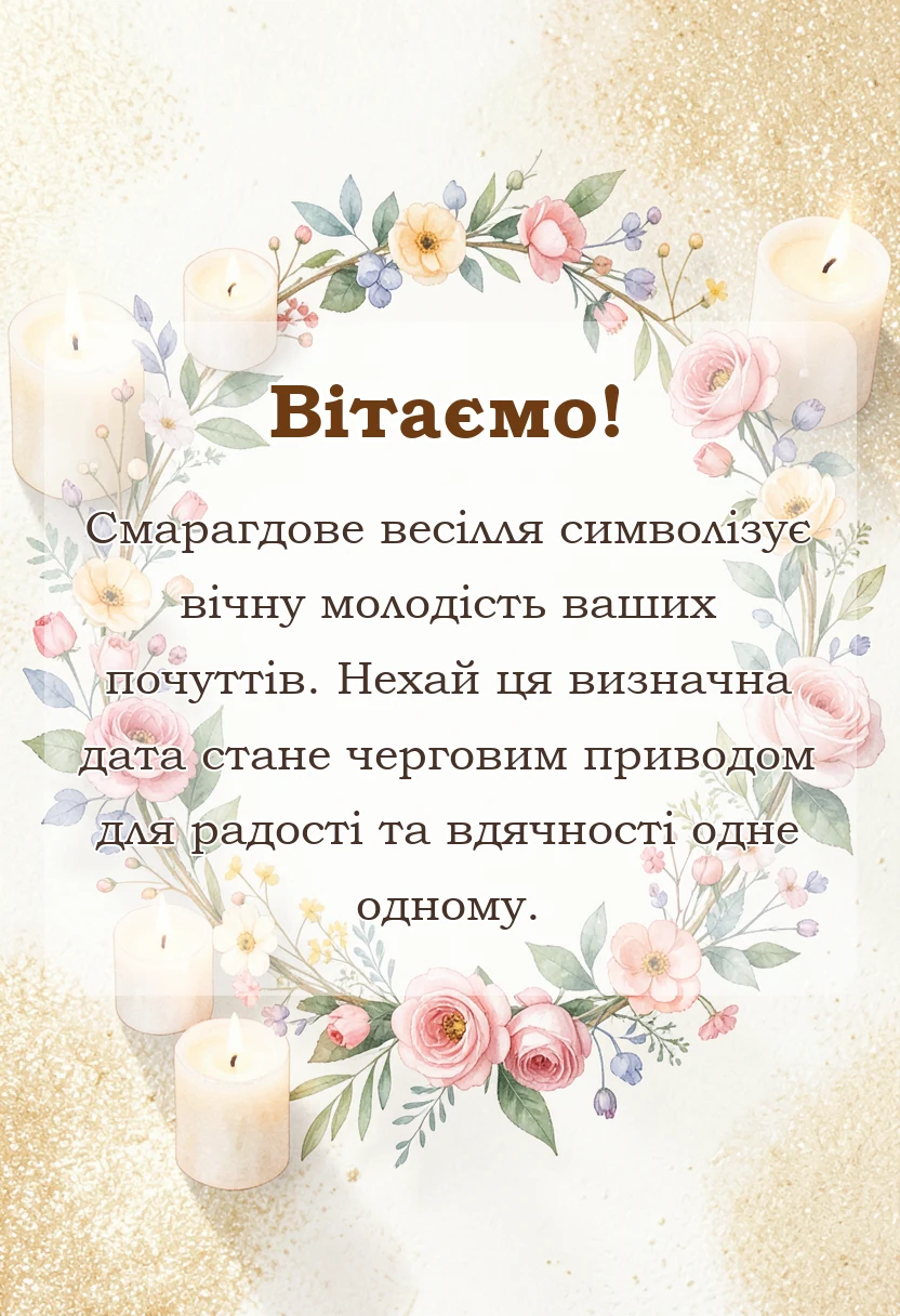 вітальна листівка - привітання з весілля 55 років