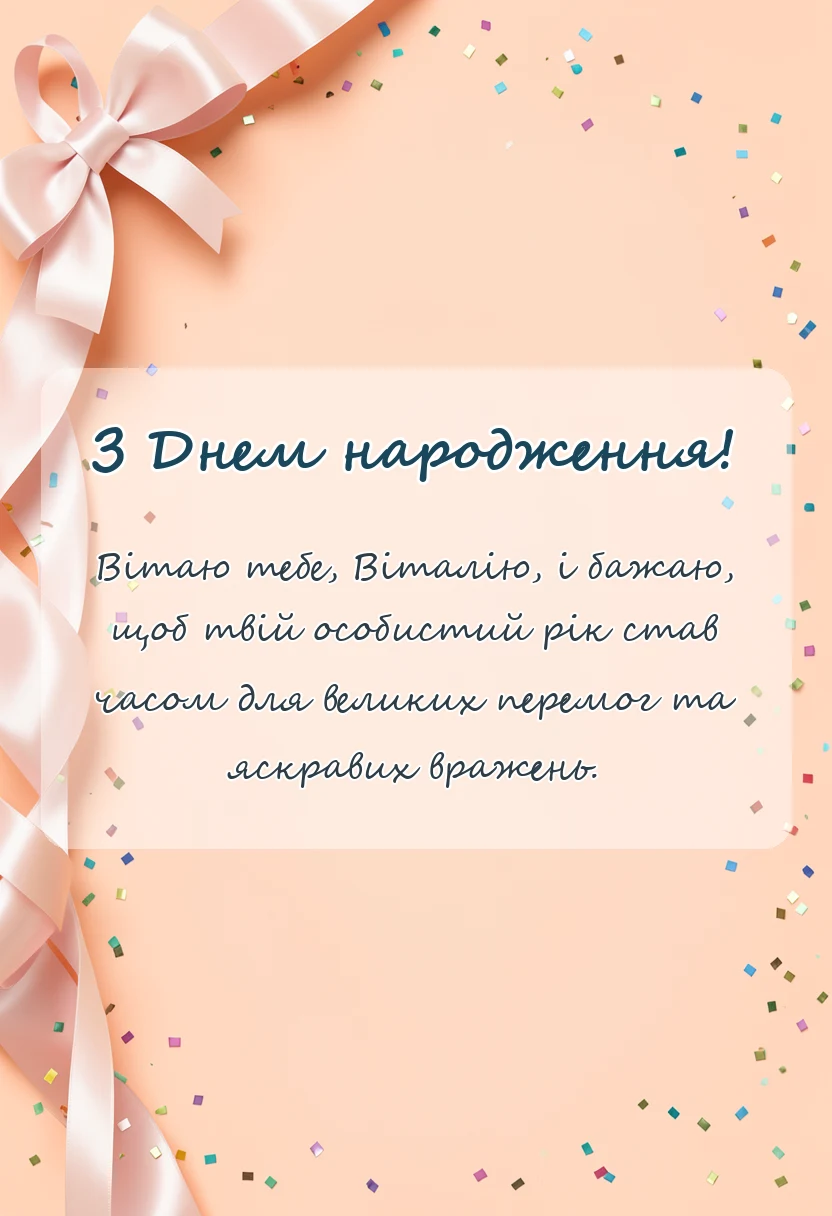 унікальна листівка - привітання з днем народження віталію