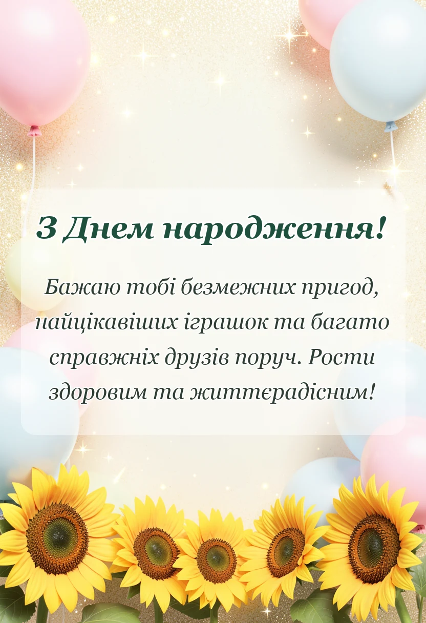 красива листівка: привітання з днем народження дитині