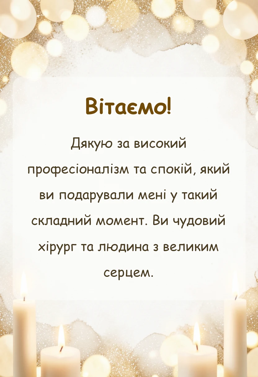 Вітальна картка з подякою лікарю за народження дитини