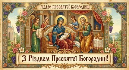 Різдво Пресвятої Богородиці з іконою та квітами